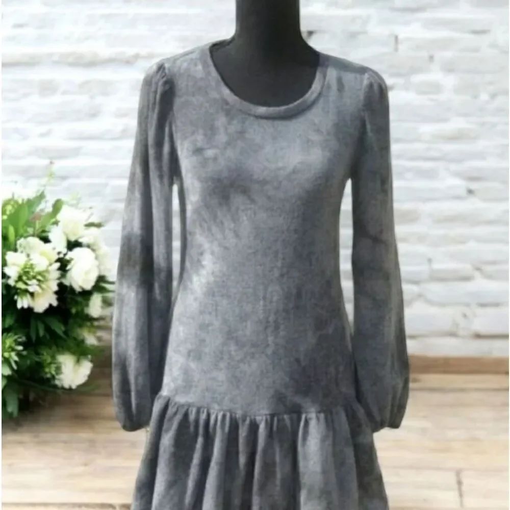 Ultra Flirt Tie Dye Short Drop Waist Sweater Dress Size Small Charcoal
